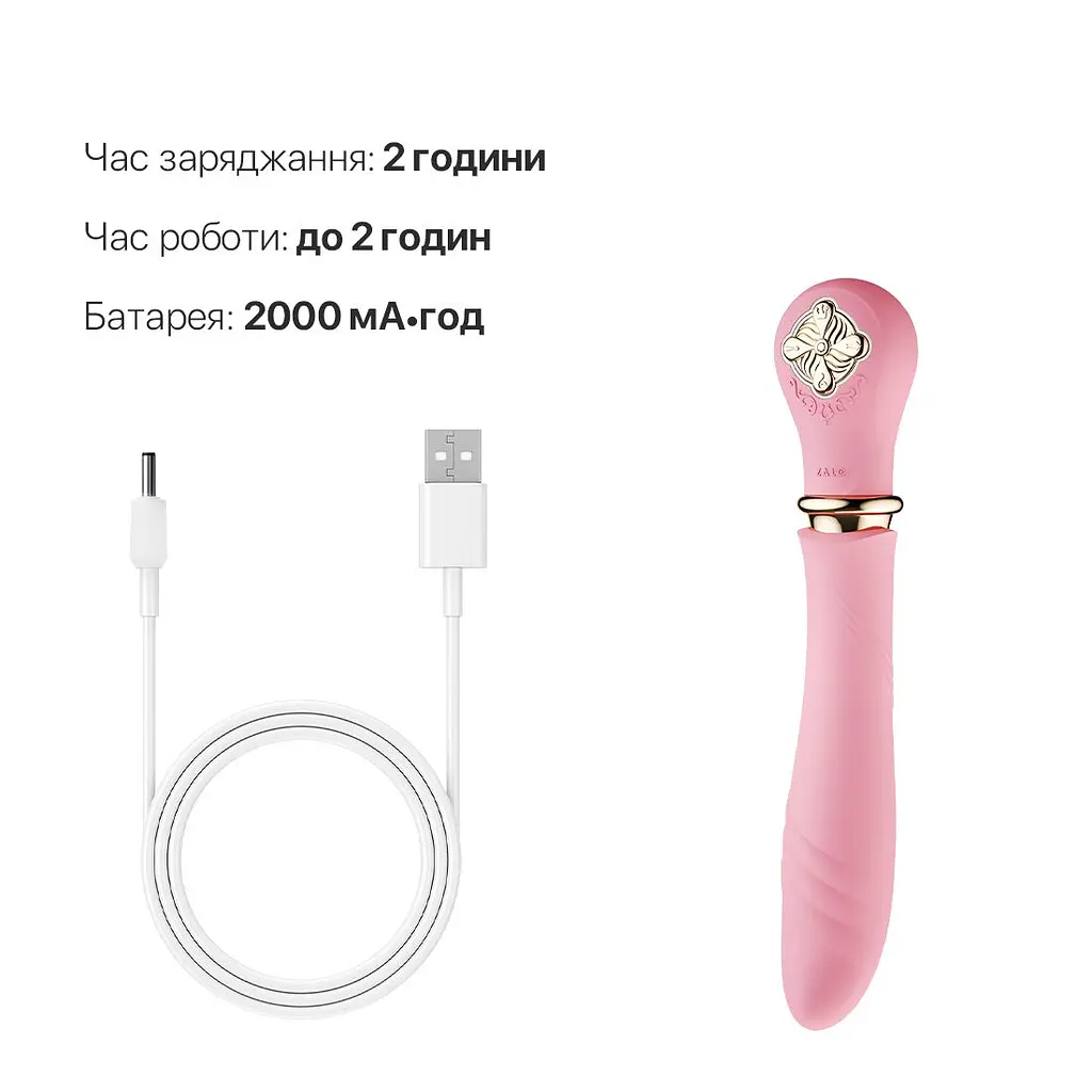 Пульсатор із підігрівом Zalo Sweet Magic - Desire Fairy Pink, турбо режим - фото 6