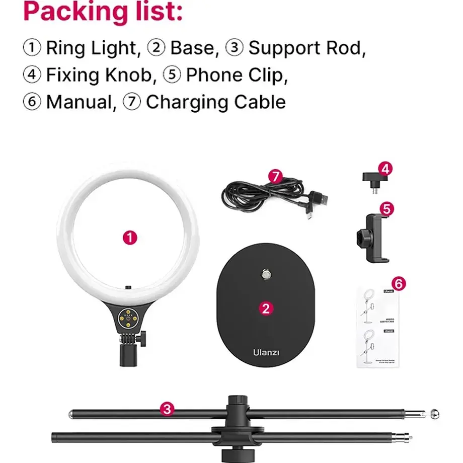 Кольцевая LED лампа Ulanzi T1 26см (UV-2517) [81645] - фото 3