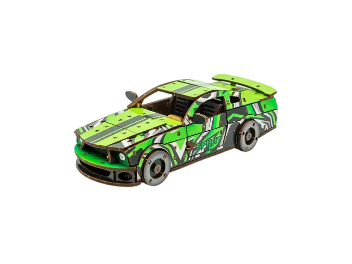 Дерев'яний 3D конструктор Muscle car GT, Puzzleоk (Puz-00640), 162 дет. (зелена) - фото 2