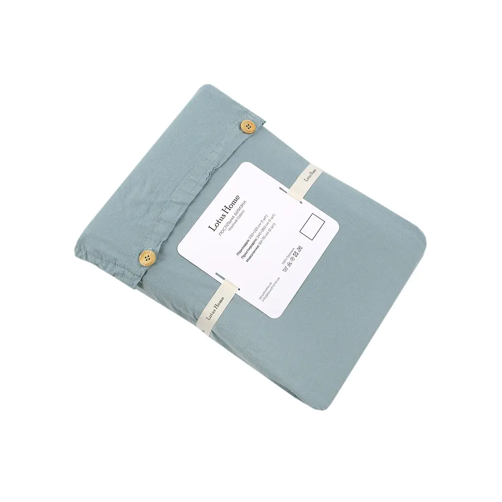 Постельное белье Lotus Home Washed cotton - Kansas голубой евро - фото 5