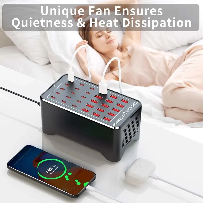 Зарядная станция ILEPO многопортовая на 15 USB портов + 15 Type-C 150 Вт / сетевое мультизарядное устройство (19018) - фото 8