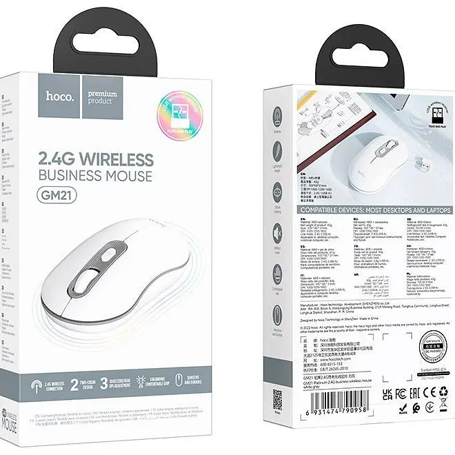 Миша Hoco GM21 Platinum Wireless White [93365] - фото 5