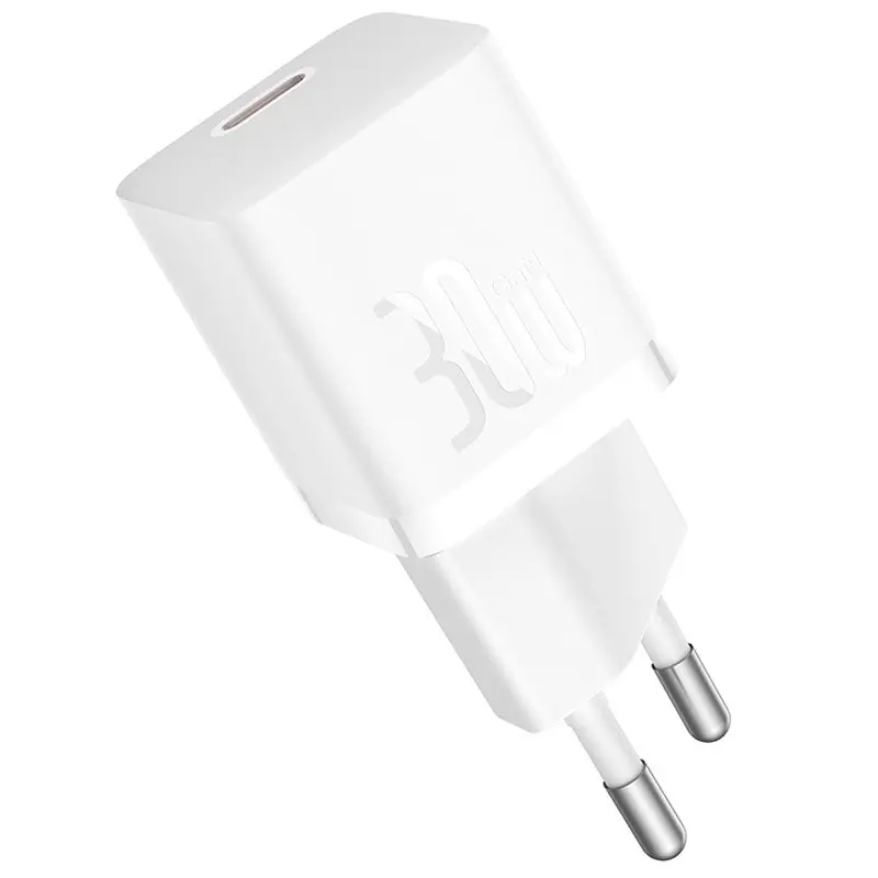 МЗП Baseus GaN5 Fast Charger (mini) 30W (1USB-C) + кабель Type-C to Type-C (P10110902) Moon White - фото 4