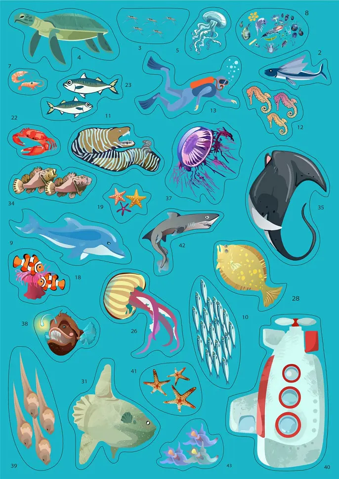 Дитяча гра з багаторазовими наклейками "Підводний світ" (KP-008), 43 наклейки - фото 9
