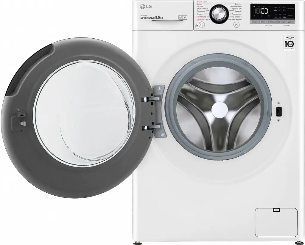 Пральна машина LG з фронтальним завантаженням F2V3GS6W, 8,5кг, 1200, A+++-30%, Пар, глибина 47см, Дисплей, Інвертор, Білий (F2V3GS6W) - фото 7