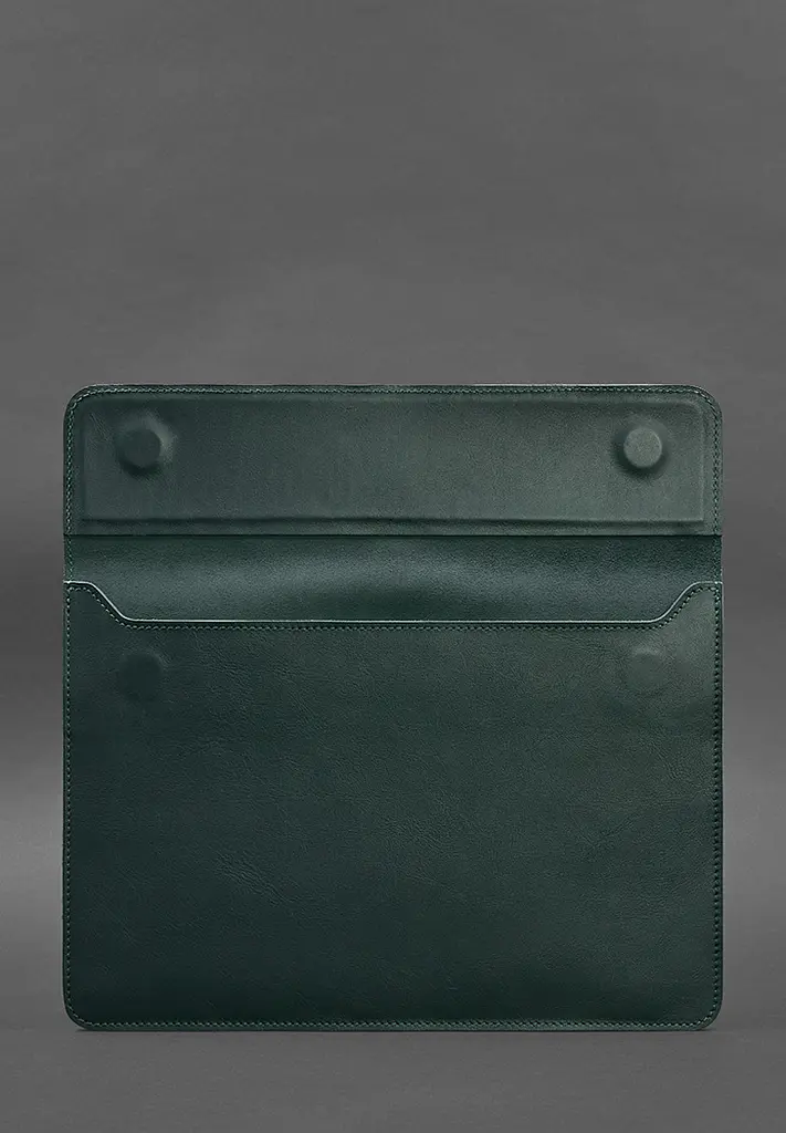 Кожаный чехол-конверт BlankNote на магнитах для MacBook 13 Зеленый - фото 3