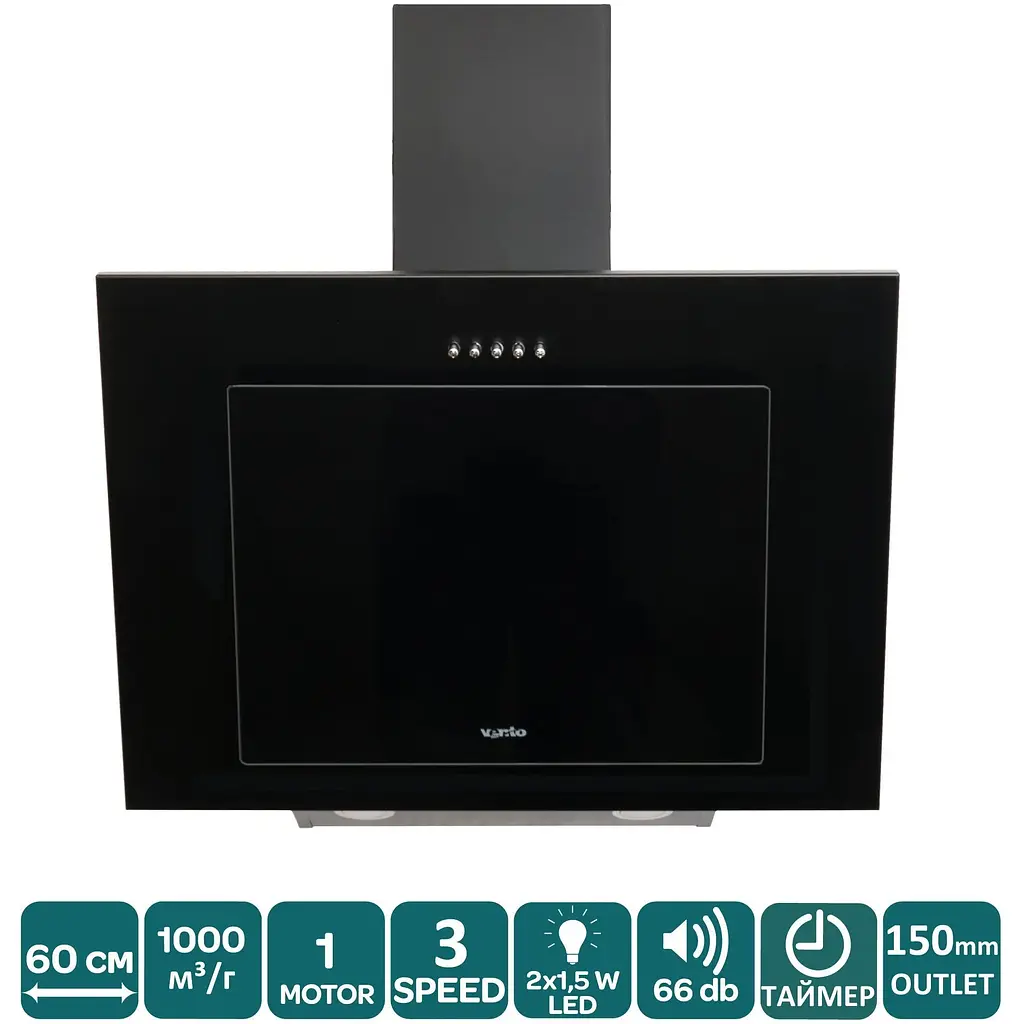 Вытяжка Ventolux Fiore 60 BK (1000) PB - фото 2
