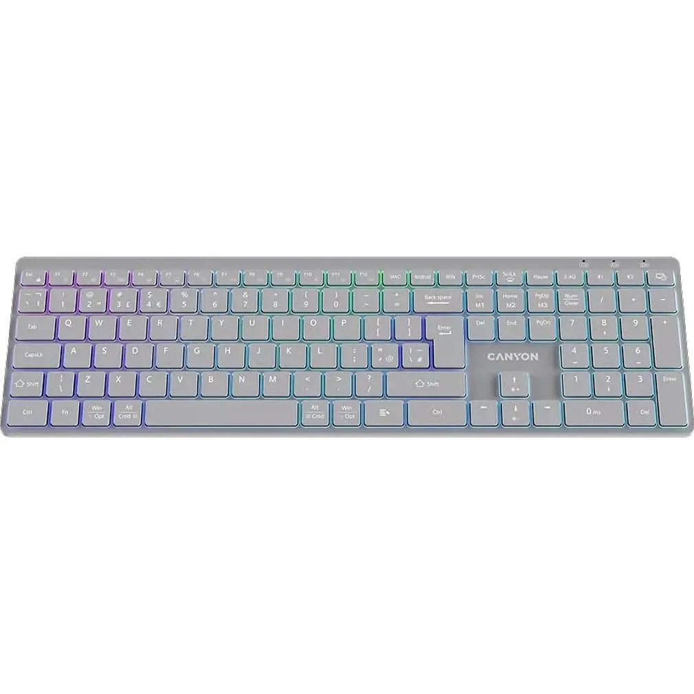 Клавиатура Canyon HKB-W11 UK/US RGB Dual Mode Wireless Grey (CNS-HBTK11G) - фото 4