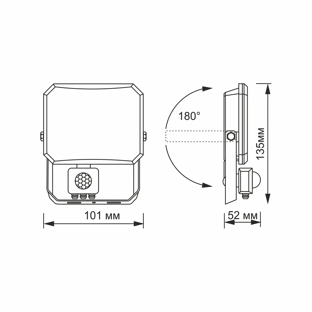 LED прожектор Videx F3 20W 5000K з датчиком руху 220V чорний (VLE-F3-0205B-S) - фото 4