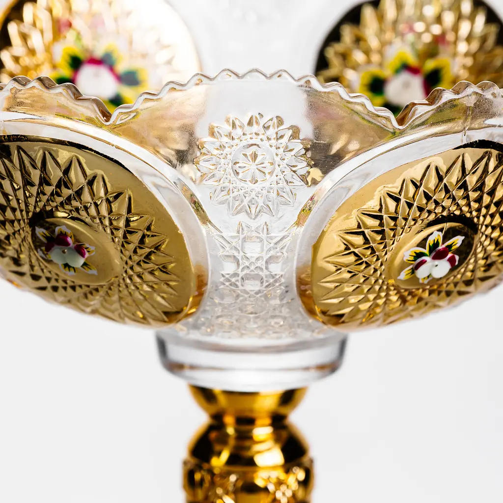 Ваза для фруктів скляна Gold Glass 22 см Yongkang HP-34-140 - фото 3