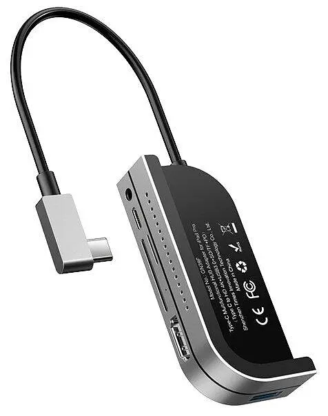 Мультипортовий адаптер USB Хаб Baseus Bend Angle No.7 Multifunctional Type-C Converter CAHUB-WJ0G Dark Grey - фото 2