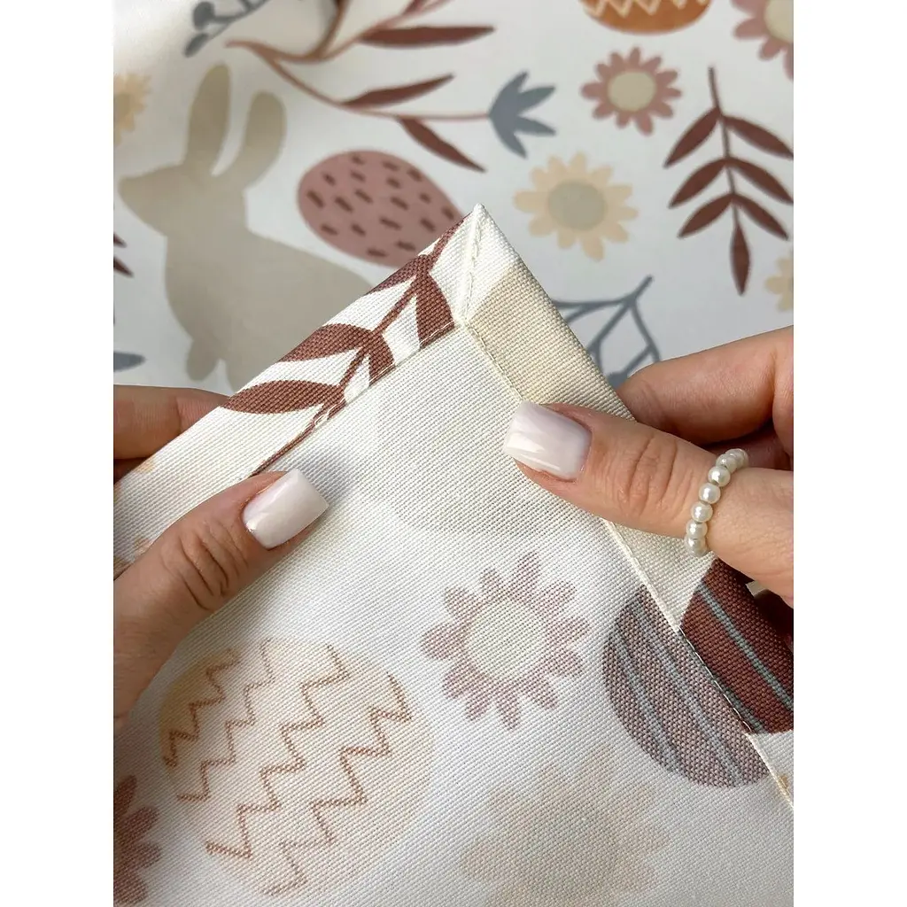 Пасхальное полотенце водоотталкивающее для корзины Пасхальные зайчики 70х40 см белый - фото 5