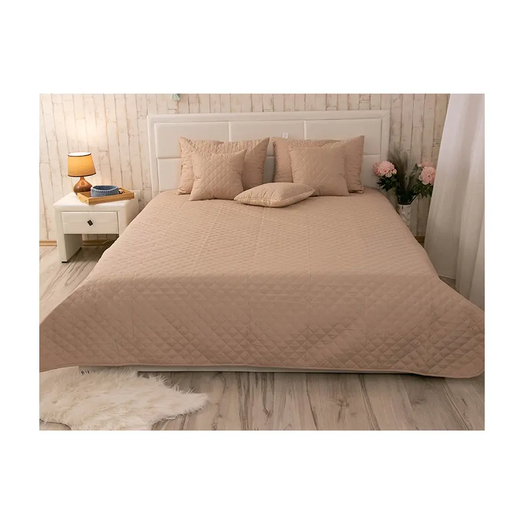 Покривало Руно двостороннє декоративне Velour Beige ромб 180х220 см (340.55_Beige ромб) - фото 7