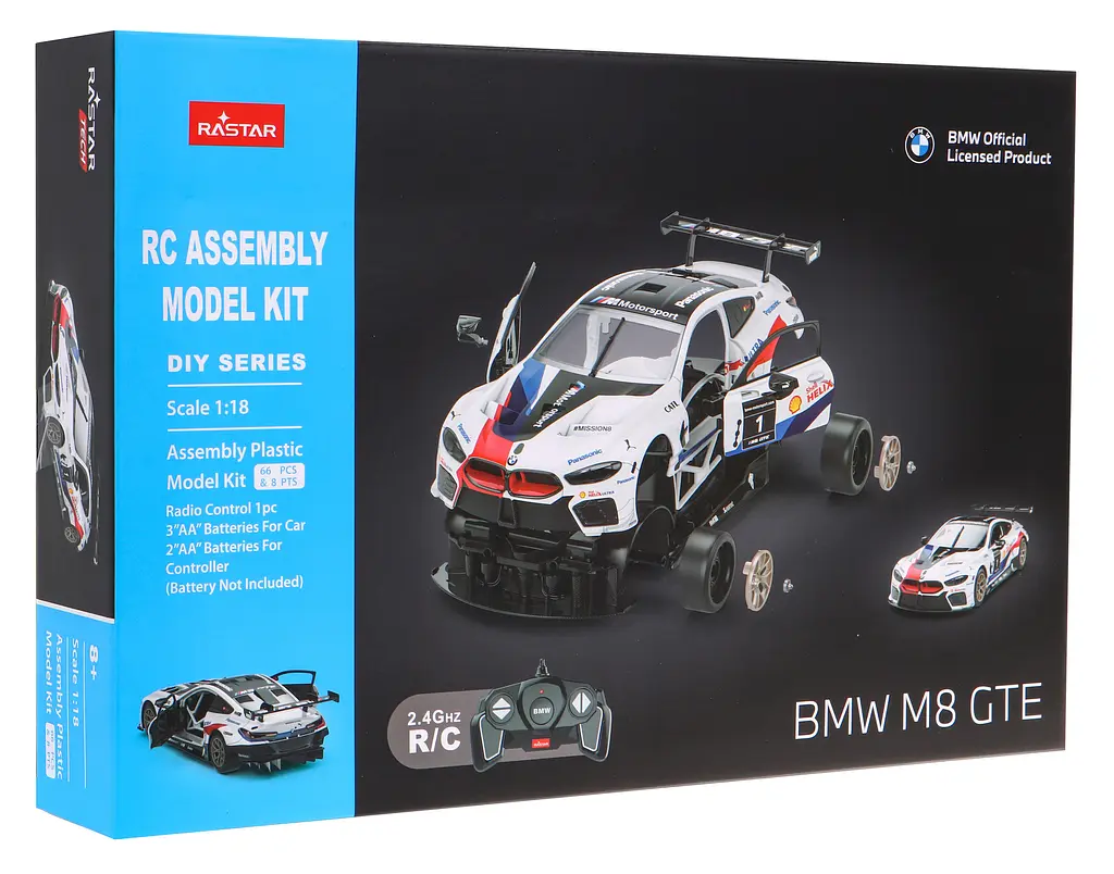 Машинка конструктор на управлении BMW M8 GTE белый RASTAR 1:18 - фото 5