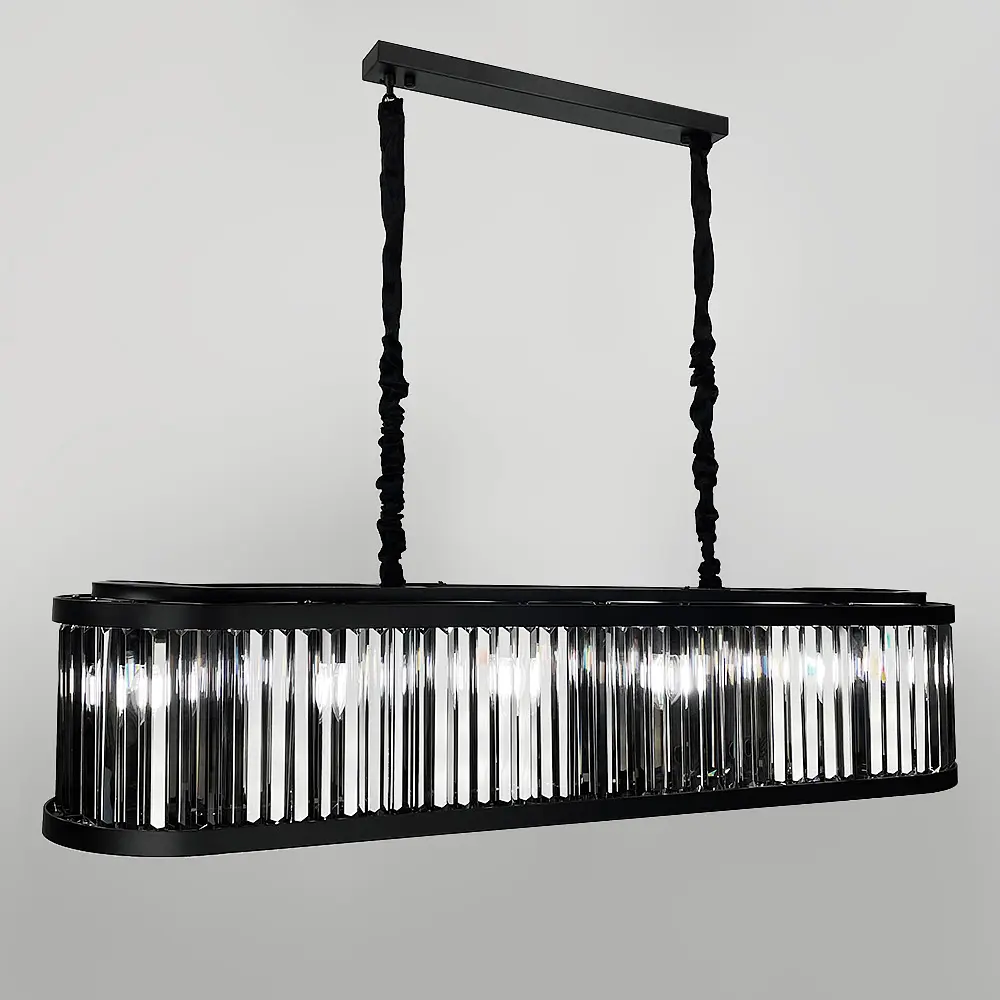 Люстра черная удлиненная с графитовыми пластинами 120х30 см Ст. MJ 160L-1200 BK+GR | Line F - фото 2