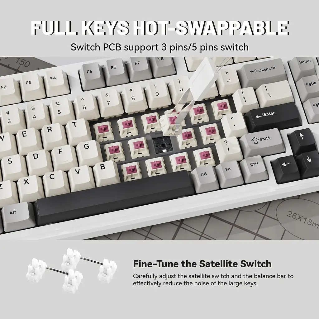 Клавіатура Attack Shark X98 RGB Linear Strawberry Switch White (AS-6972792470603-CW-UA) [166779] - фото 5