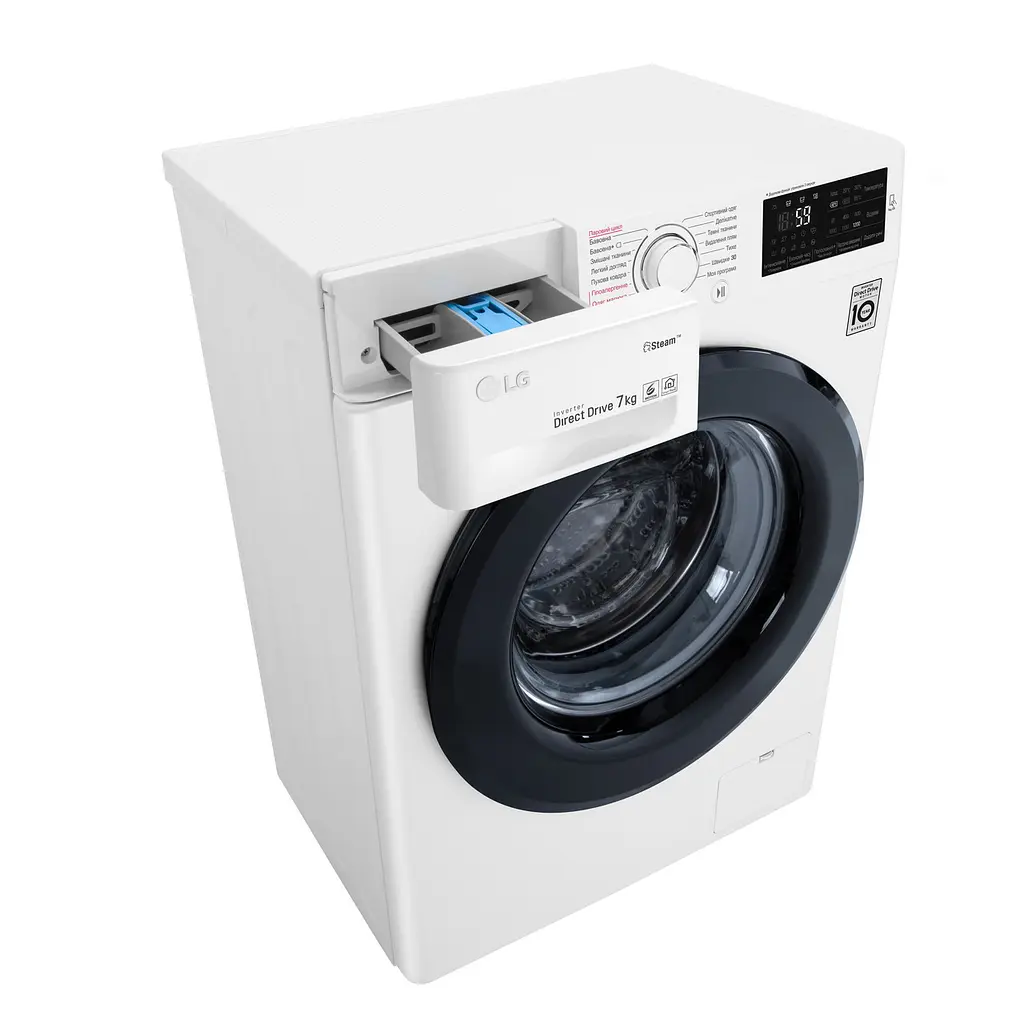 Пральна машина LG з фронтальним завантаженням F2J5HS6W, 7кг, 1200, A+++-10%, Пар, глибина 45см, Дисплей, Інвертор, Білий (F2J5HS6W) - фото 7