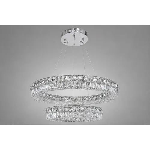 Linisoln 7919-60*40 CH, двоярусна кришталева LED-люстра хром 100 Вт з акрилом - фото 2