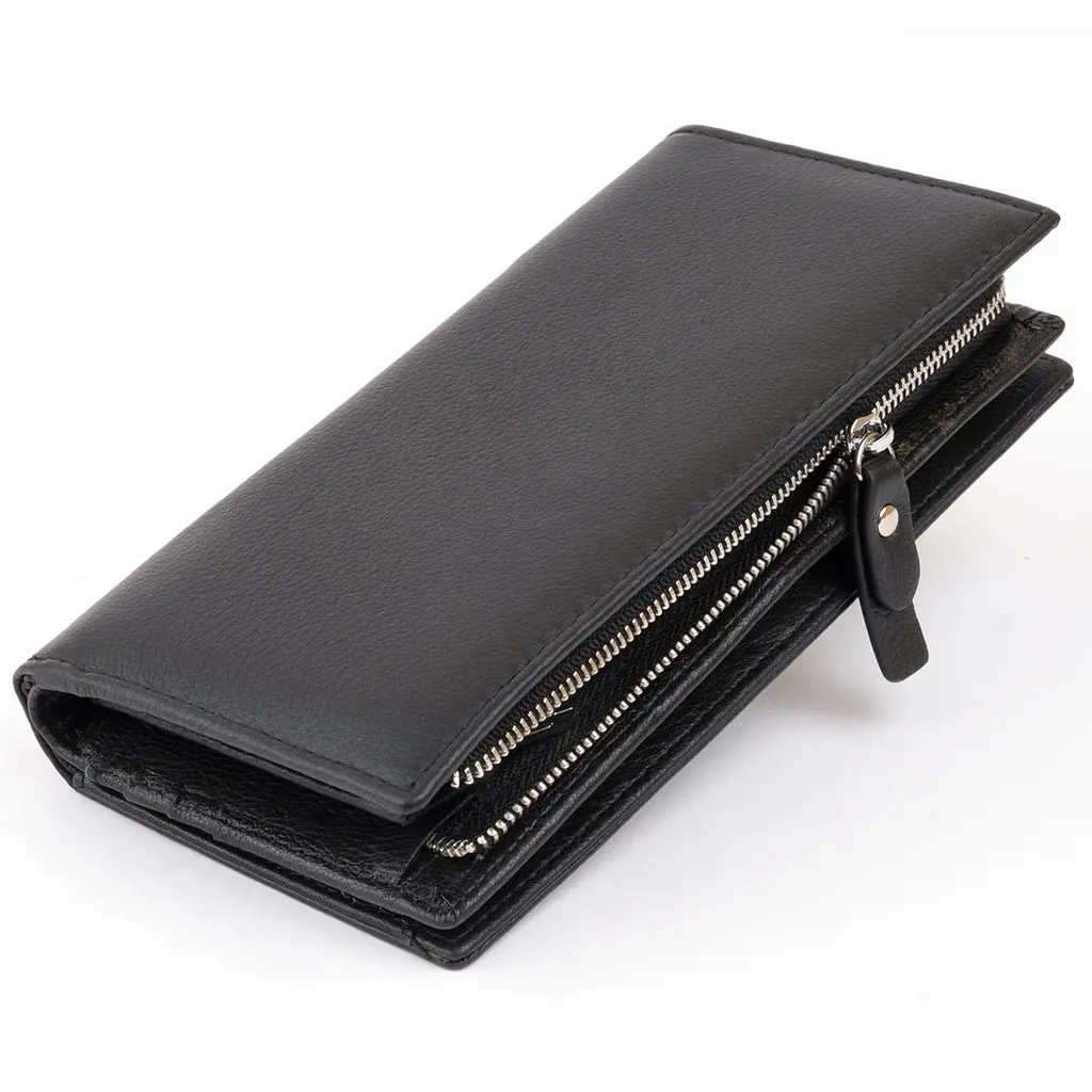 Вертикальний гаманець шкіряний жіночий ST Leather 19274 чорний - фото 6