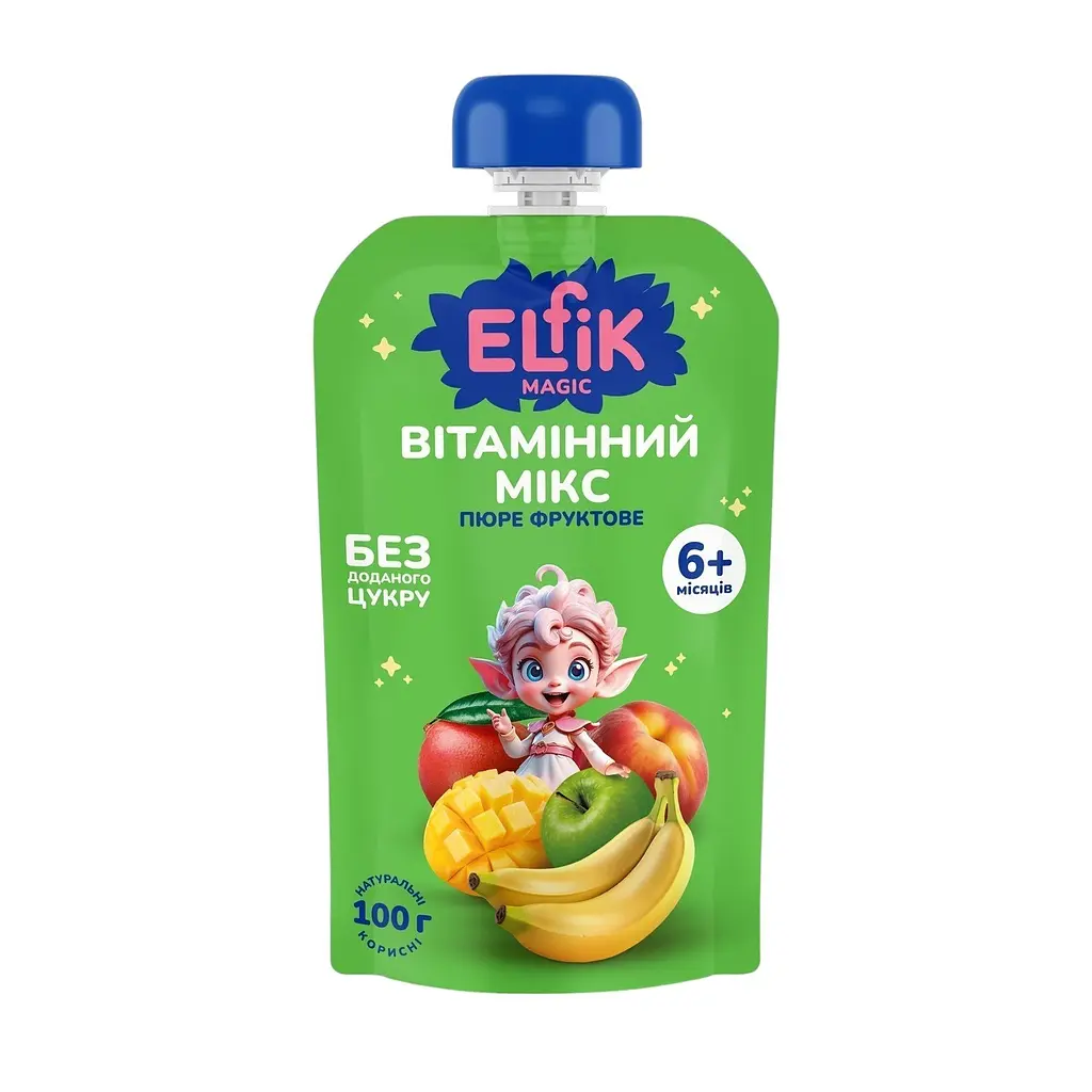 Уцінка. Пюре фруктове Elfik Magic Вітамінний мікс 1800 г (18 шт. х 100 г) - фото 2