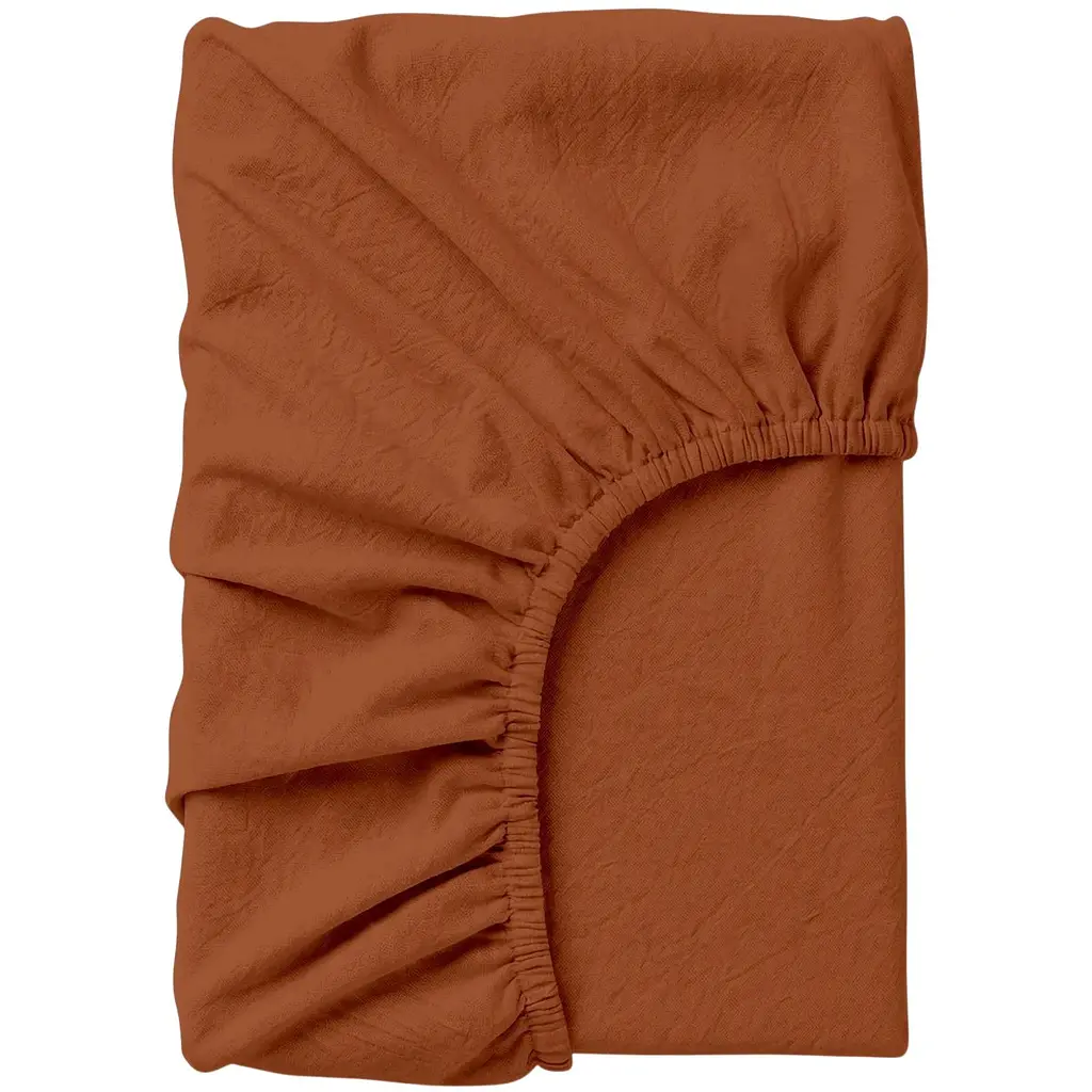 Простирадло на резинці з вареної бавовни Cosas Cinnamon 150х200х20 см (122WashedCottonСinnamon_150x200x20)