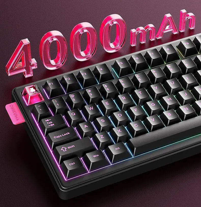 Клавіатура Onikuma ігрова бездротова для ігор з RGB підсвіткою та 3 режимами підключення до 600 годин роботи чорний - фото 7