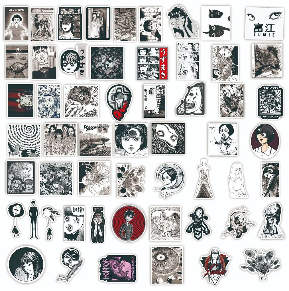 Стікерпак Дзюндзі Іто Набір наклейок GeekLand Junji Ito 56 штук - фото 2
