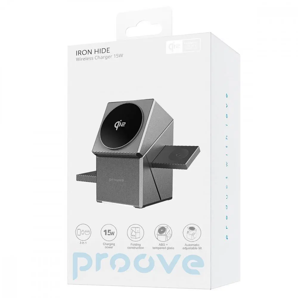 Зарядний пристрій Proove Iron Hide 3 in 1 Qi2 gray (WSIH15000003) - фото 8