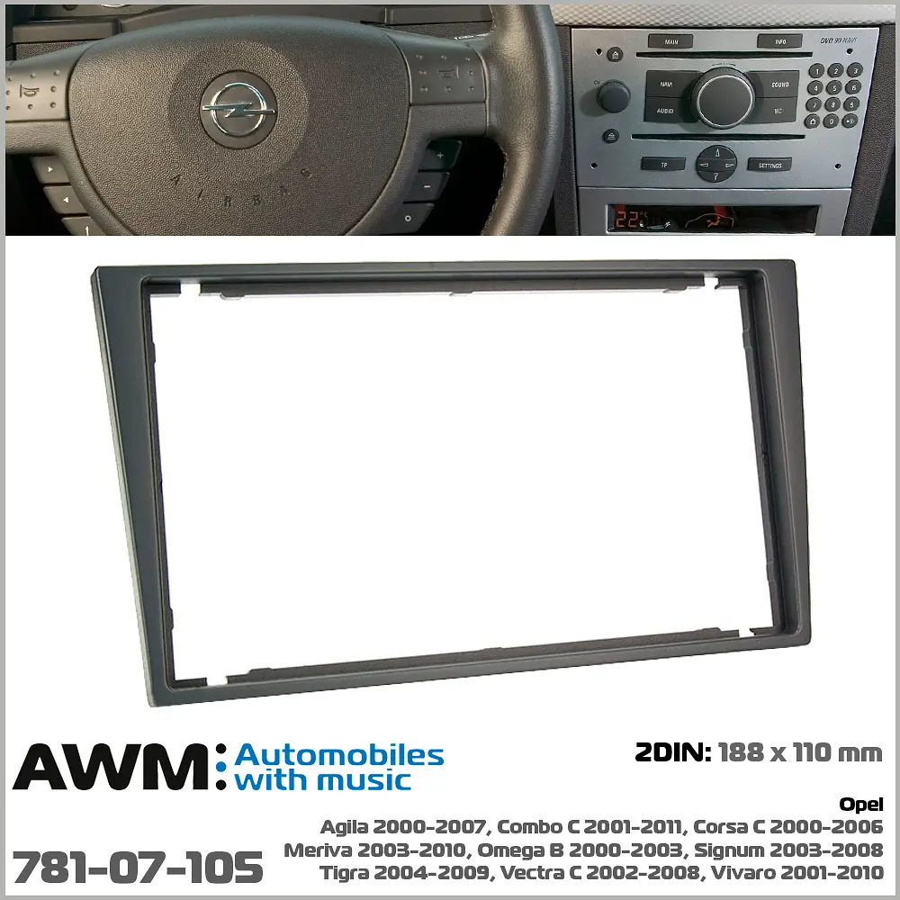 Переходная рамка Opel Agila, Combo, Corsa, Meriva, Omega, Signum, Tigra, Vectra, Vivaro AWM 781-07-105 - фото 2