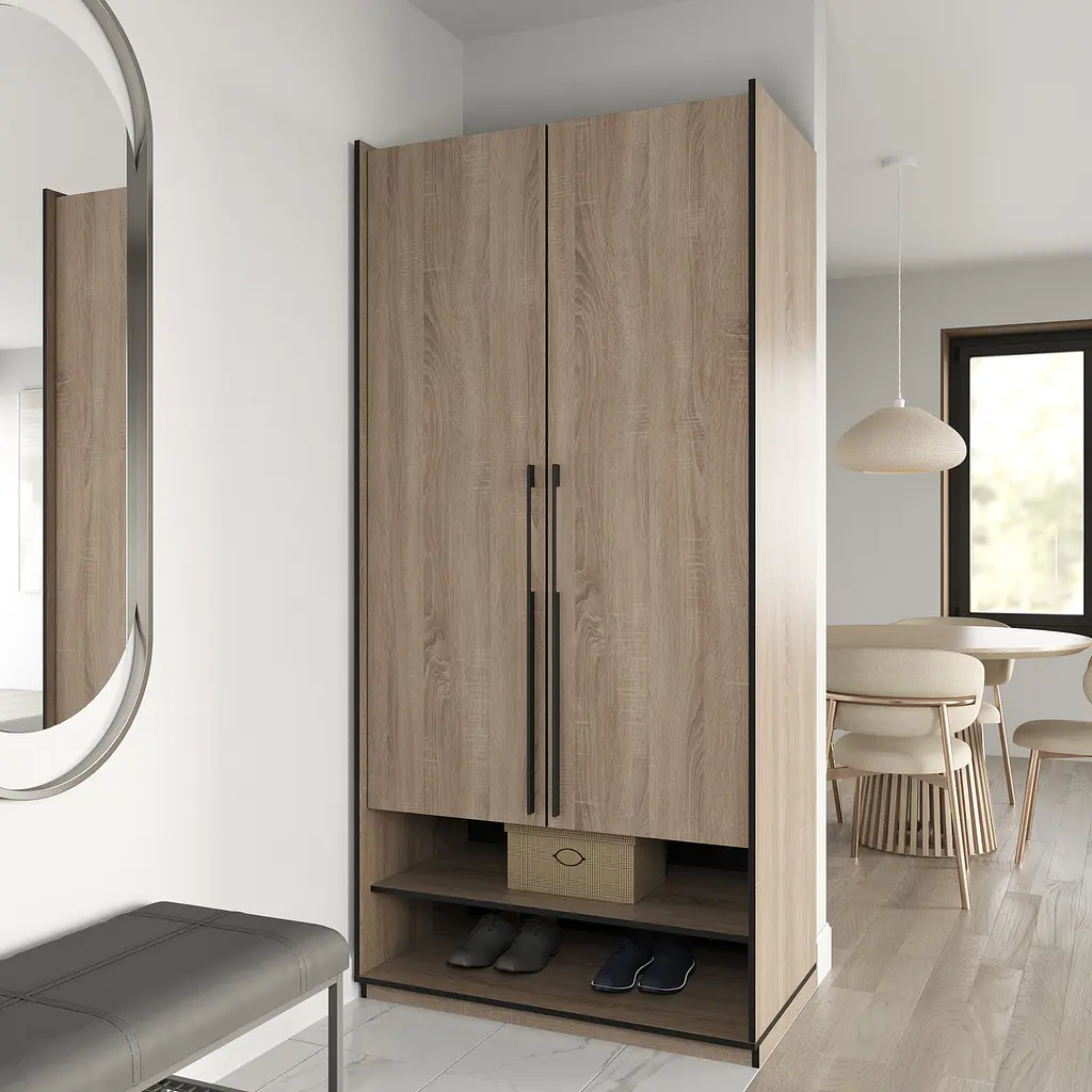 Шафа для одягу Flamecame зі штангою на 2 двері у передпокій FR-04 Дуб сонома - фото 1