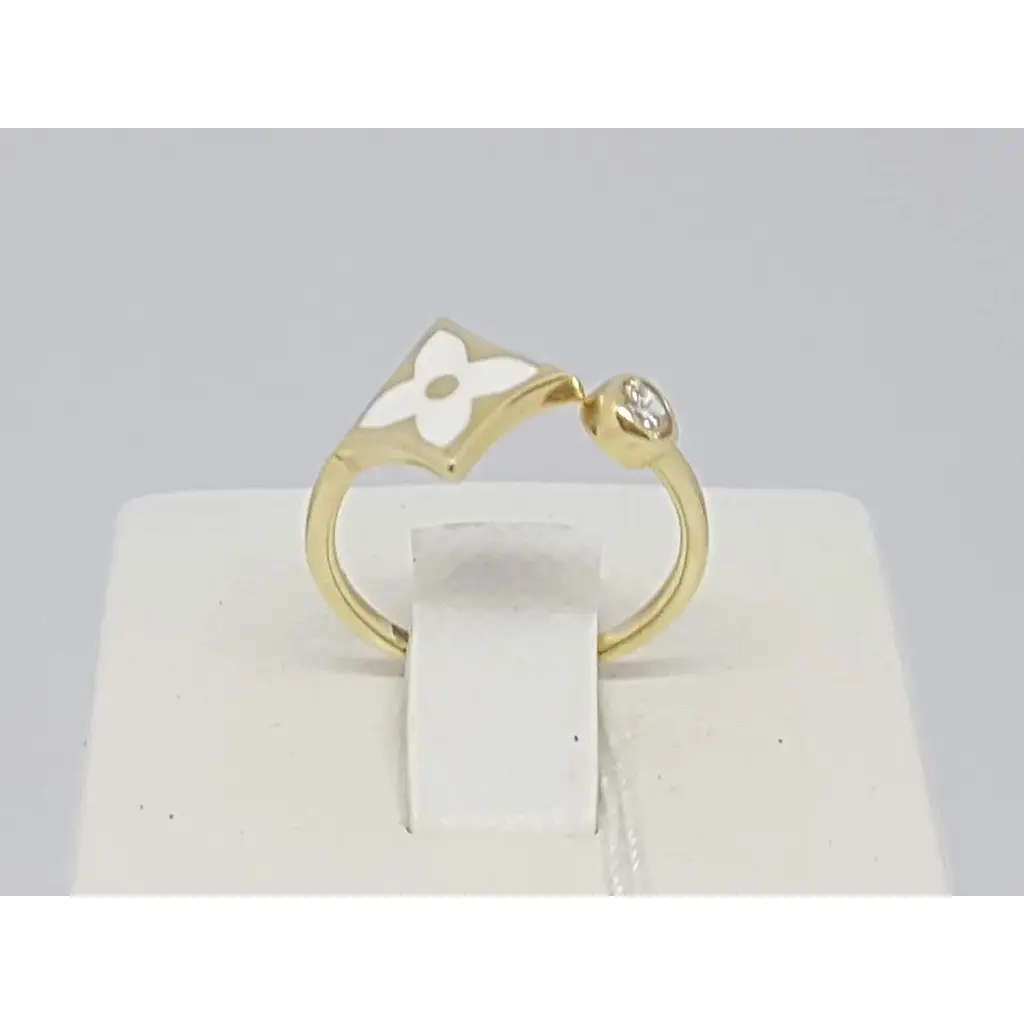 Золотое кольцо Столичная Ювелирная Фабрика с эмалью и фианитом. 154216ЖЕБ 15,5 - фото 4