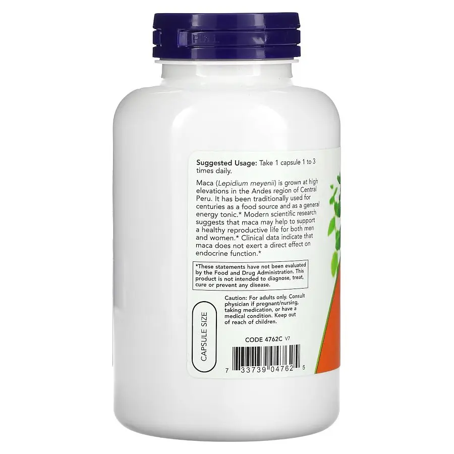 Натуральна добавка NOW Maca 500 mg, 250 вегакапсул - фото 3