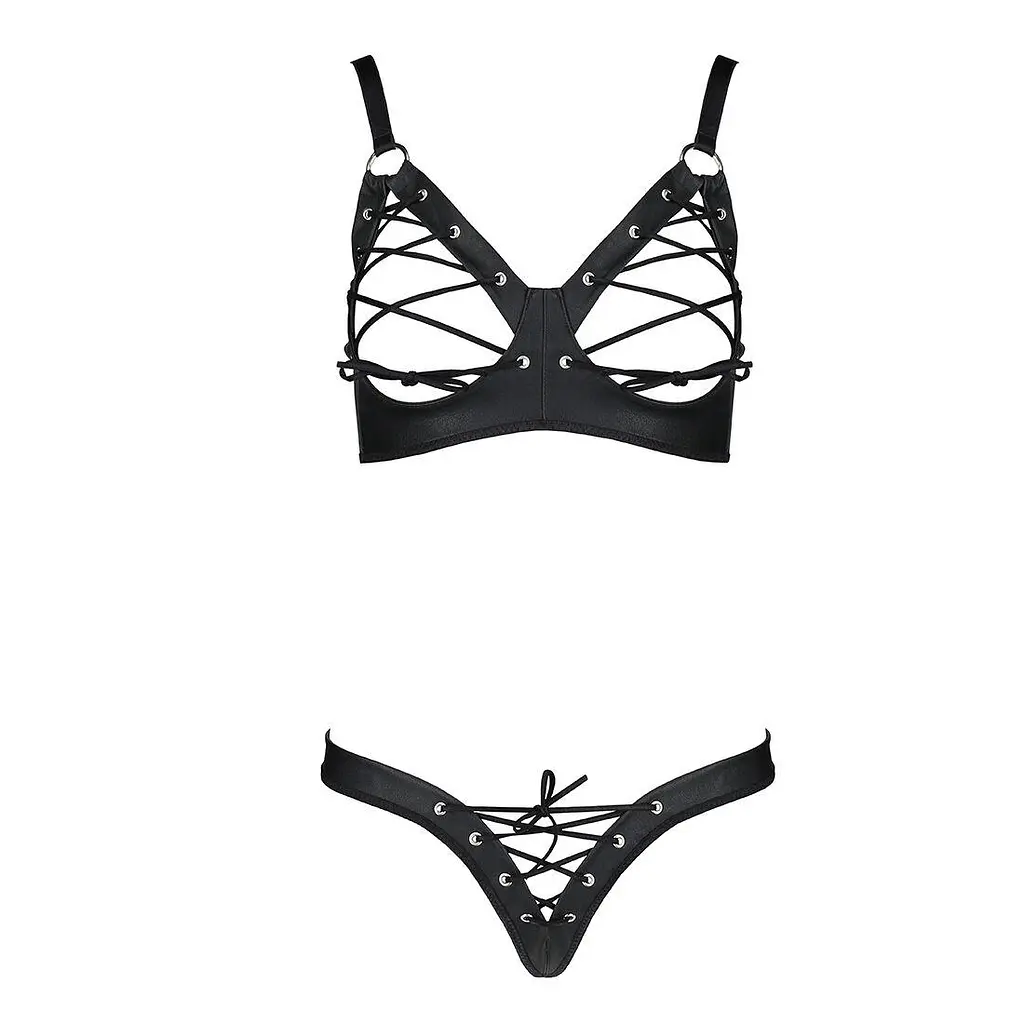 Комплект из экокожи Passion Celine Bikini black L/XL - фото 3