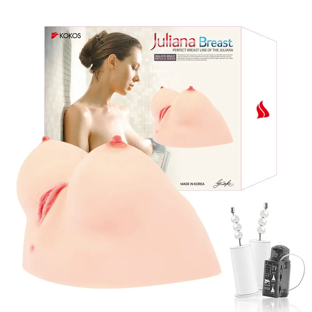 Мастурбатор Kokos Juilana Breast 2WayPlus з функцією масажу та вібрацією - фото 7