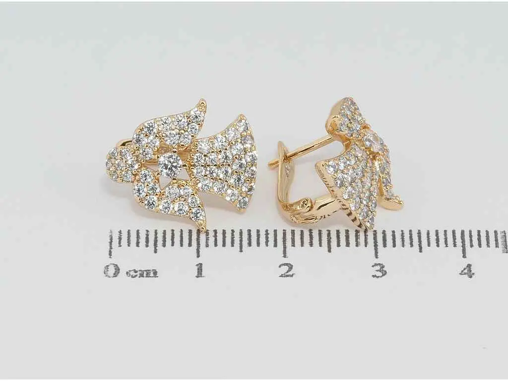 Сережки Xuping Позолота 18K англійський замок "Ангелочки інкрустація цирконієм" (195079) - фото 2