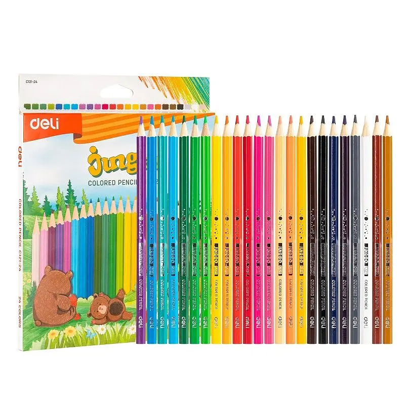 Олiвцi кольорові Deli EC121-24 Jungoo 24 кольори