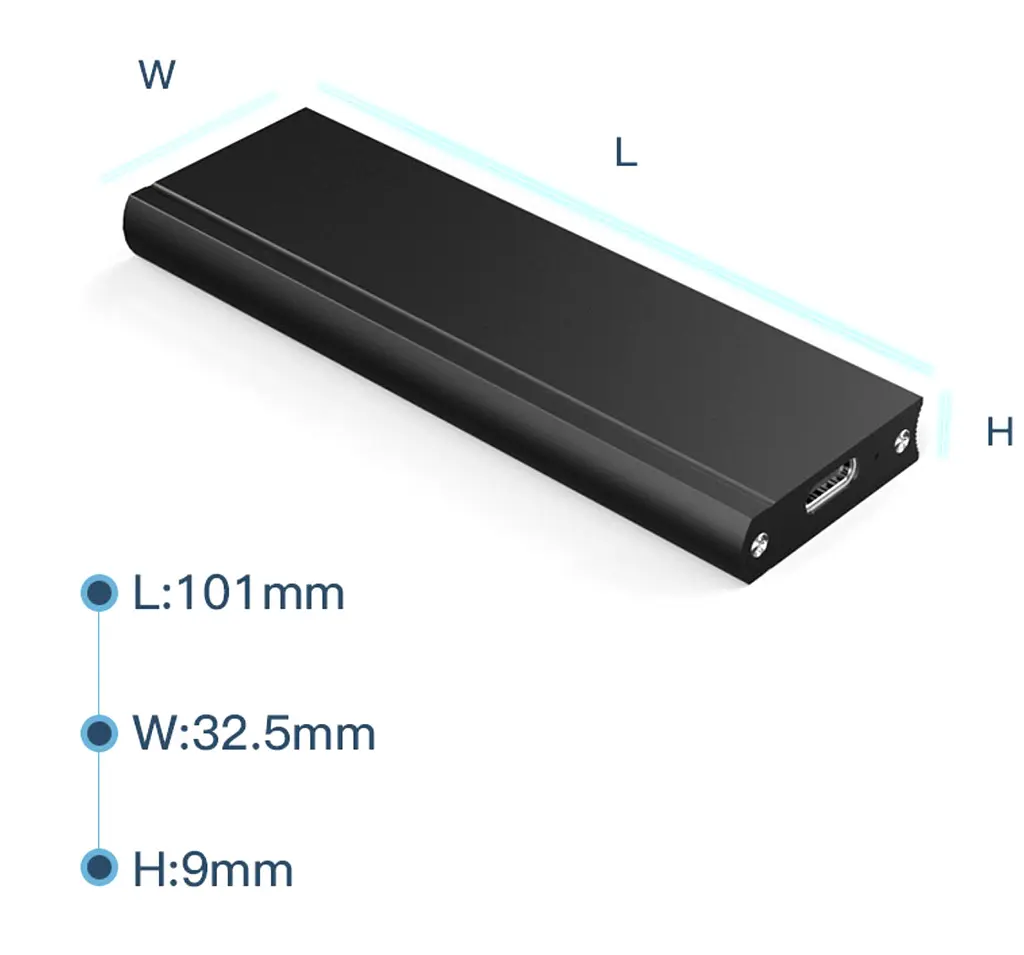 Зовнішня кишеня до M.2 на Type-C USB 3.1 (F) Gen2, 10 Gb/s, 2TB, B key NGFF Чорний - фото 2