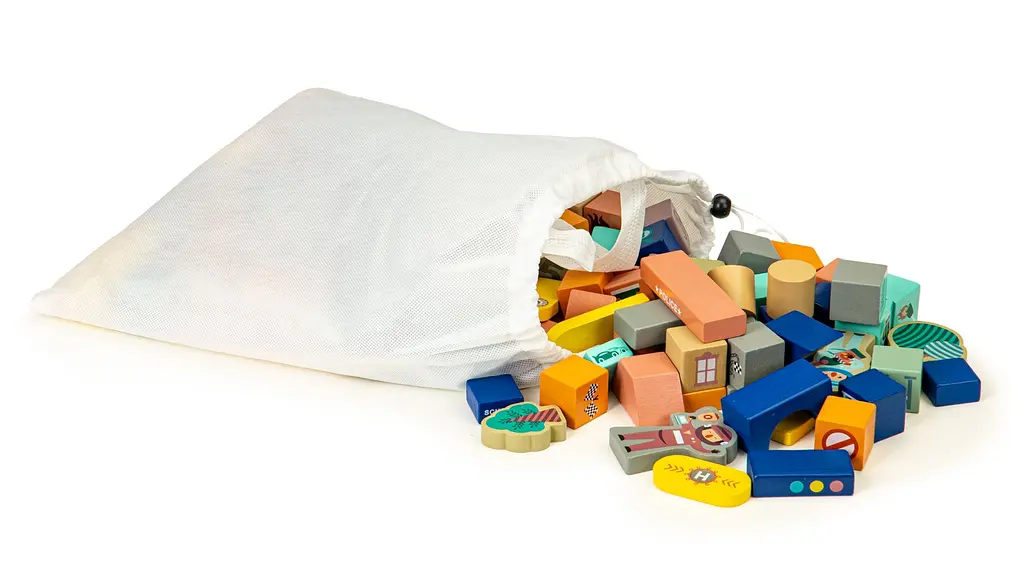 ​Деревянные кубики с ковриком Ecotoys Разноцветный город, 161 шт. (PH05D012) - фото 6