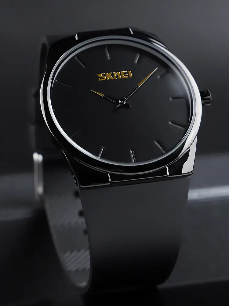 Наручний класичний годинник Skmei 1601S Чорний з чорним - фото 4