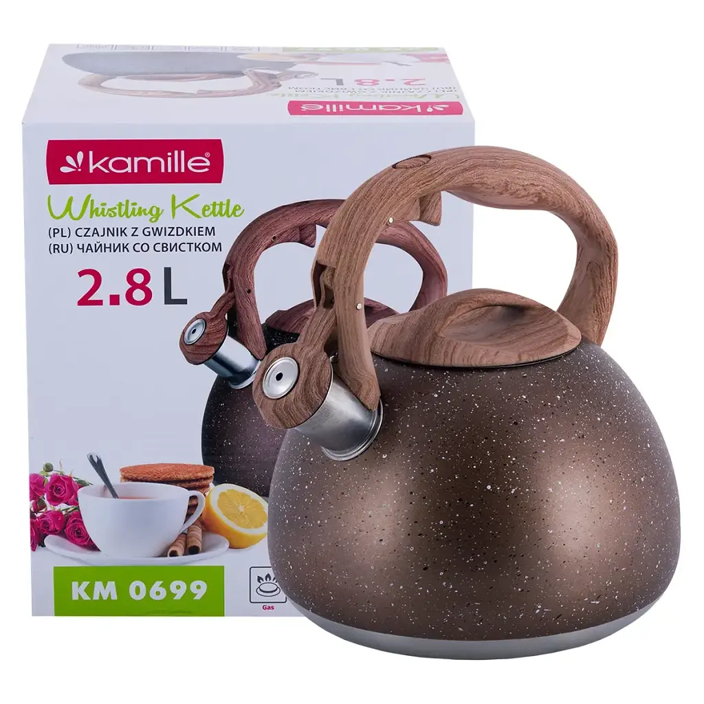 Чайник із свистком Kamille KM-0699 Brown 2,8 л