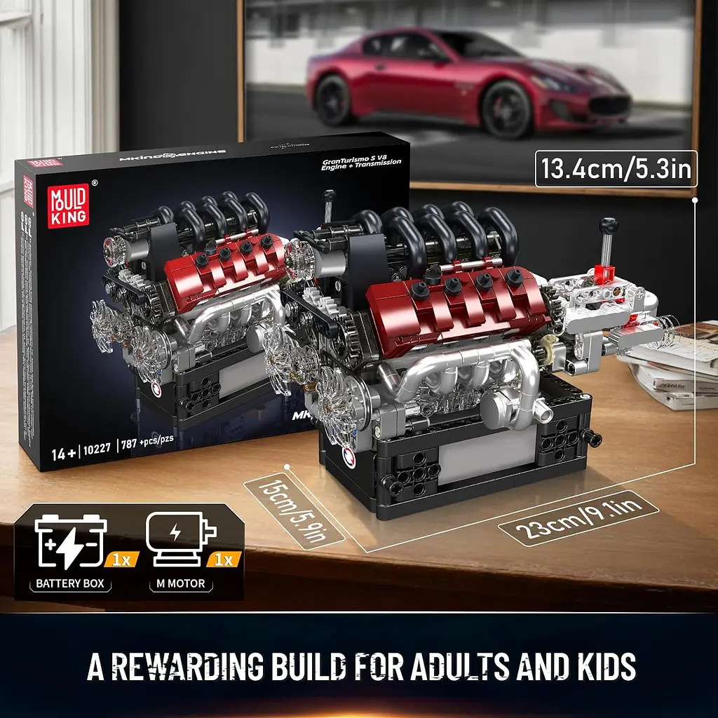Конструктор двигун Mould King Gran Turismo S Maseratti V8 Engine  моторизований дитячий мотор 787 деталей - фото 7