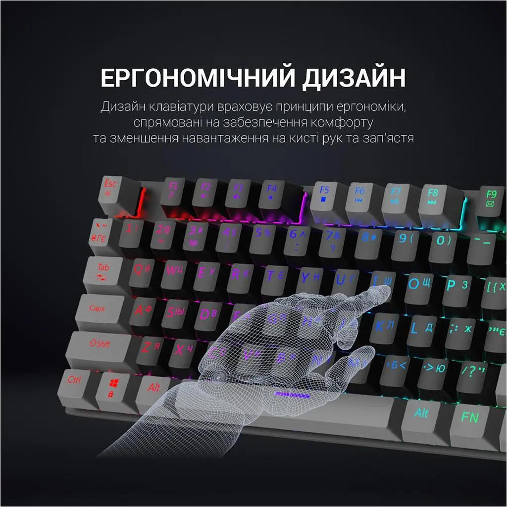 Клавиатура GamePro MK100R Red Switch LED USB Black/Grey [MK100R] [111030] - фото 7