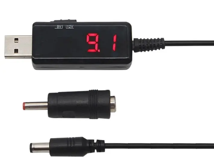 Кабель-адаптер для роутера No Brand USB 5 V - DC 9 V / 12 V Чорний (2104619012) - фото 2