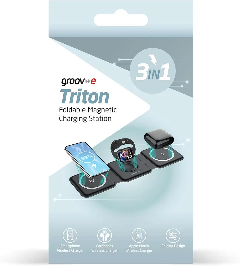 Складана бездротова зарядна станція Groov-e Triton 3-в-1 - фото 3