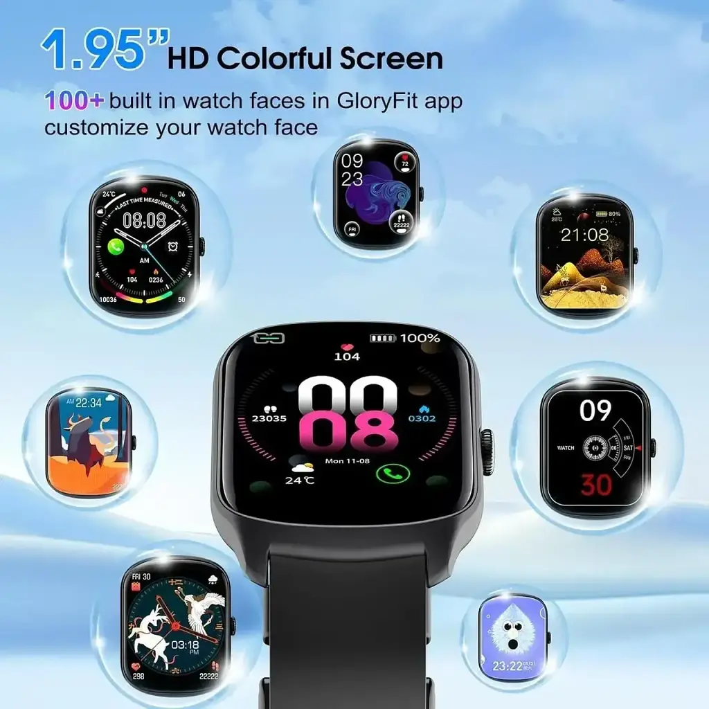 Cмарт годинник Qecnato S68, Smart Watch 1,95" з набором/відповіддю дзвінків, пульсометром/SPo2/монітором сну, IP68 - фото 5