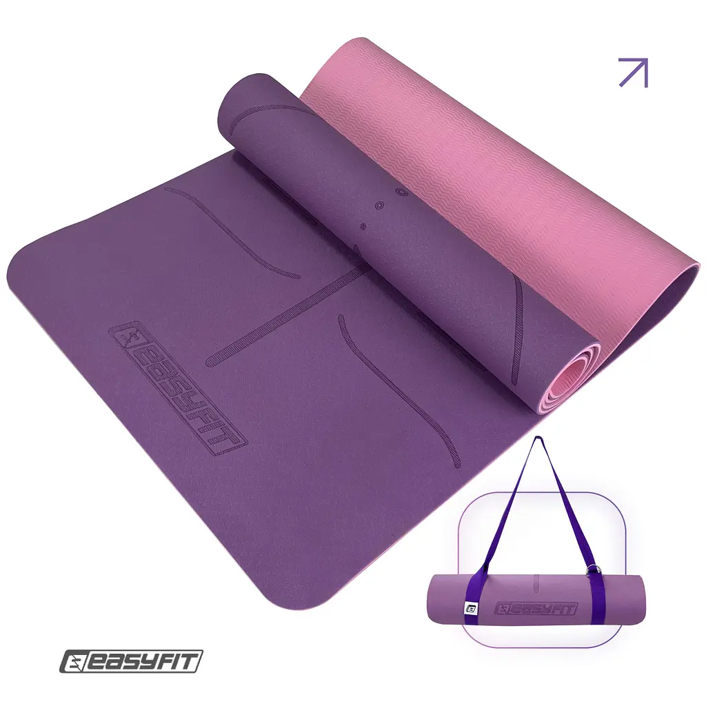 Коврик для йоги и фитнеса EasyFit Polarity рadma с ремнем - фото 2