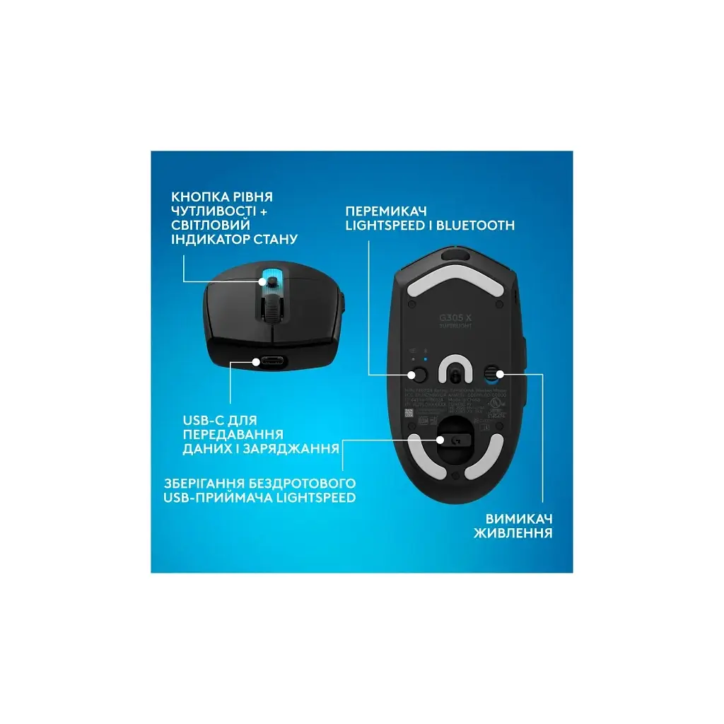 Мишка Logitech G305 X Superlight Wireless Black (910-007739) - фото 11