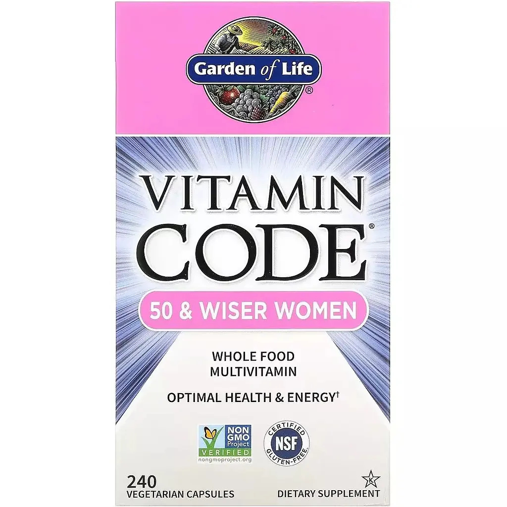Жіночі мультивітаміни 50+ із цілісних продуктів Garden of Life Vitamin Code Whole Food Multivitamin for Women 240 вегетаріанських капсул - фото 2