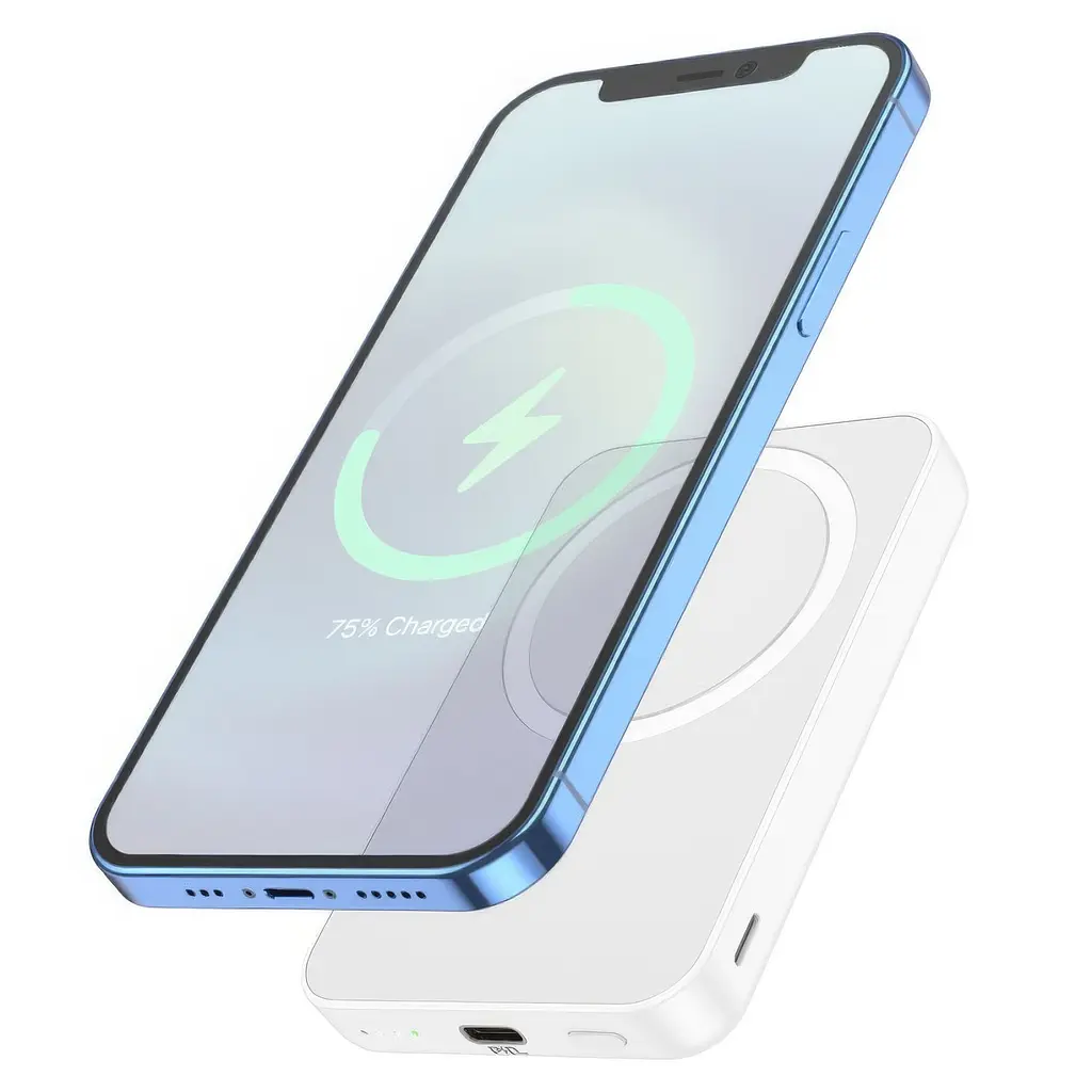 Повербанк для телефону з бездротовою зарядкою білий 5000mAh Hoco J109 PD20W - фото 3