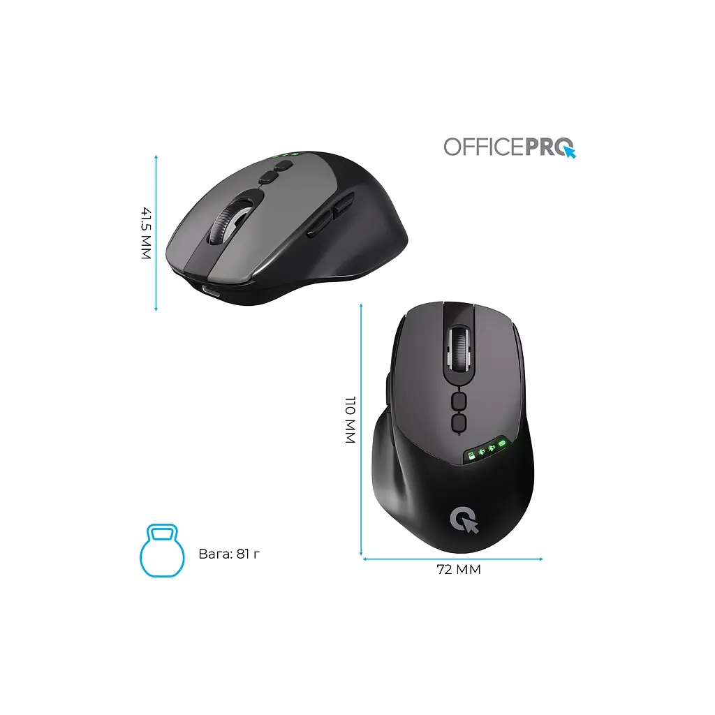 Мишка OfficePro M520B Wireless/Bluetooth Black (M520B) - фото 12